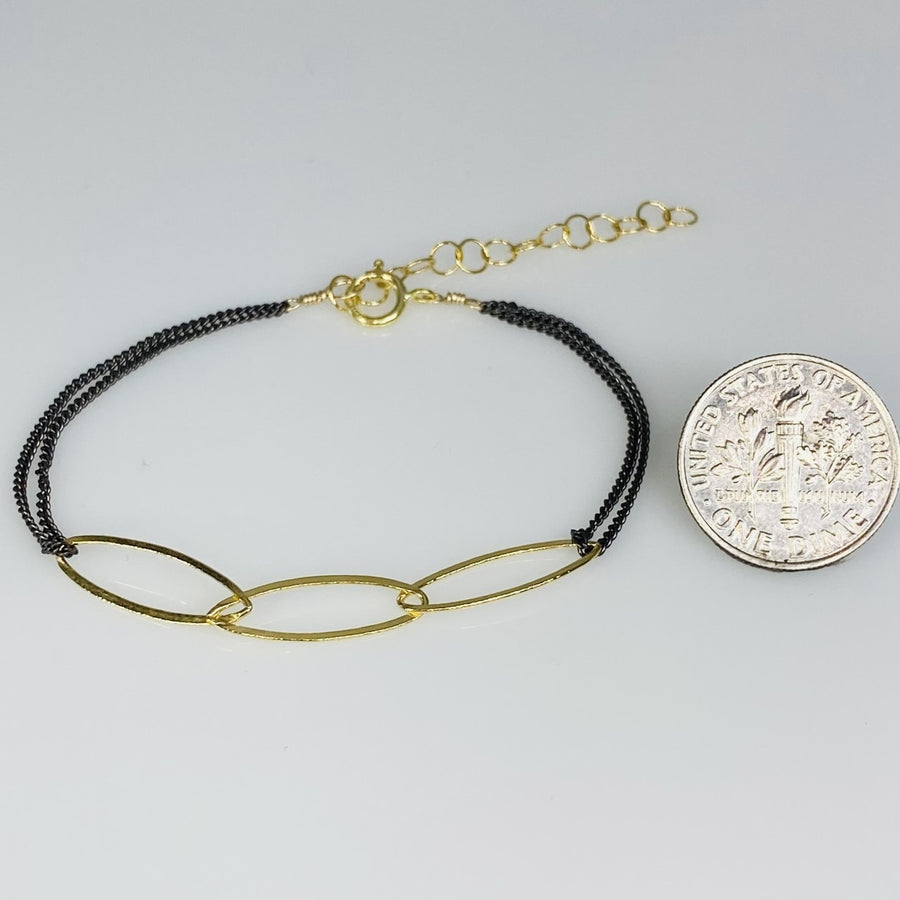 Gold Filled Dual Tone Three Link Bracelet