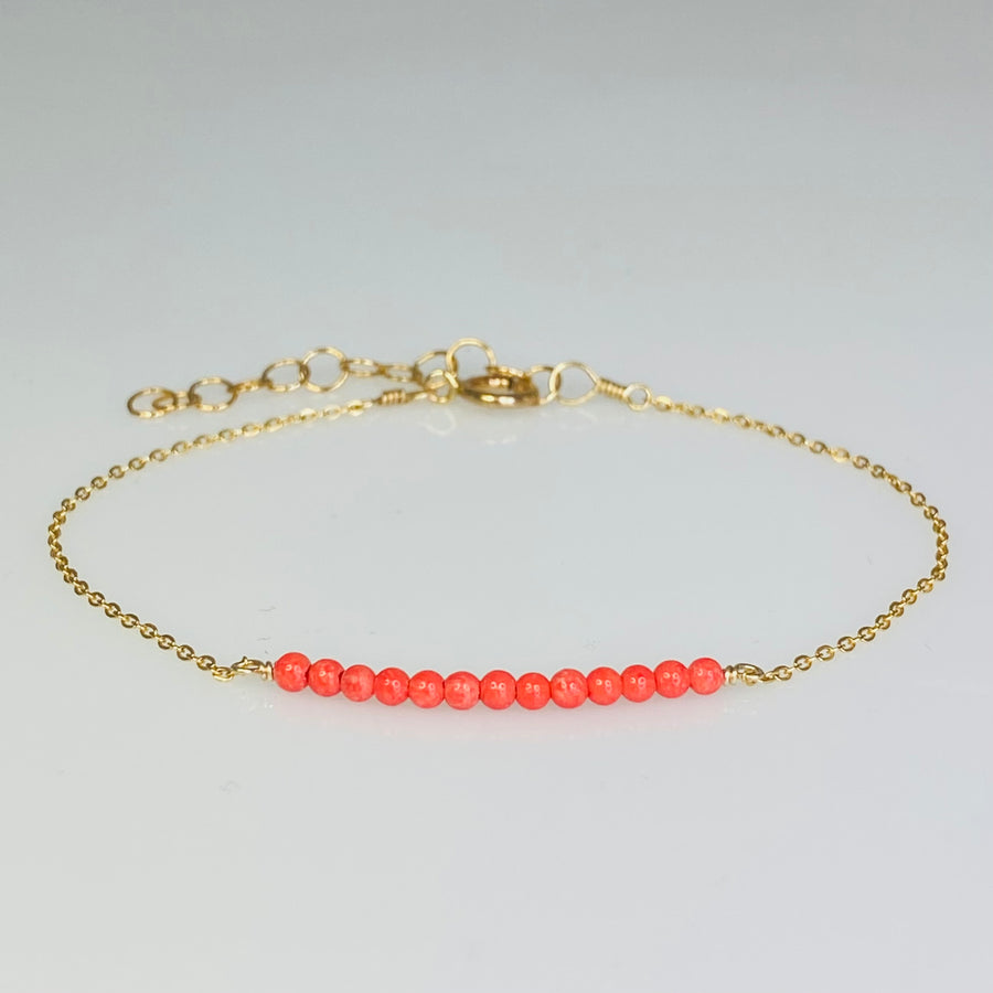 Japanese Pink Coral Bar Bracelet