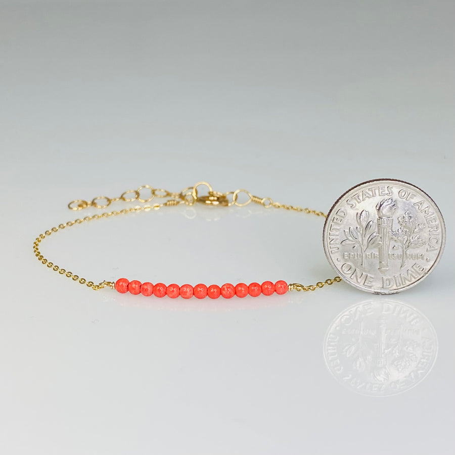 Japanese Pink Coral Bar Bracelet