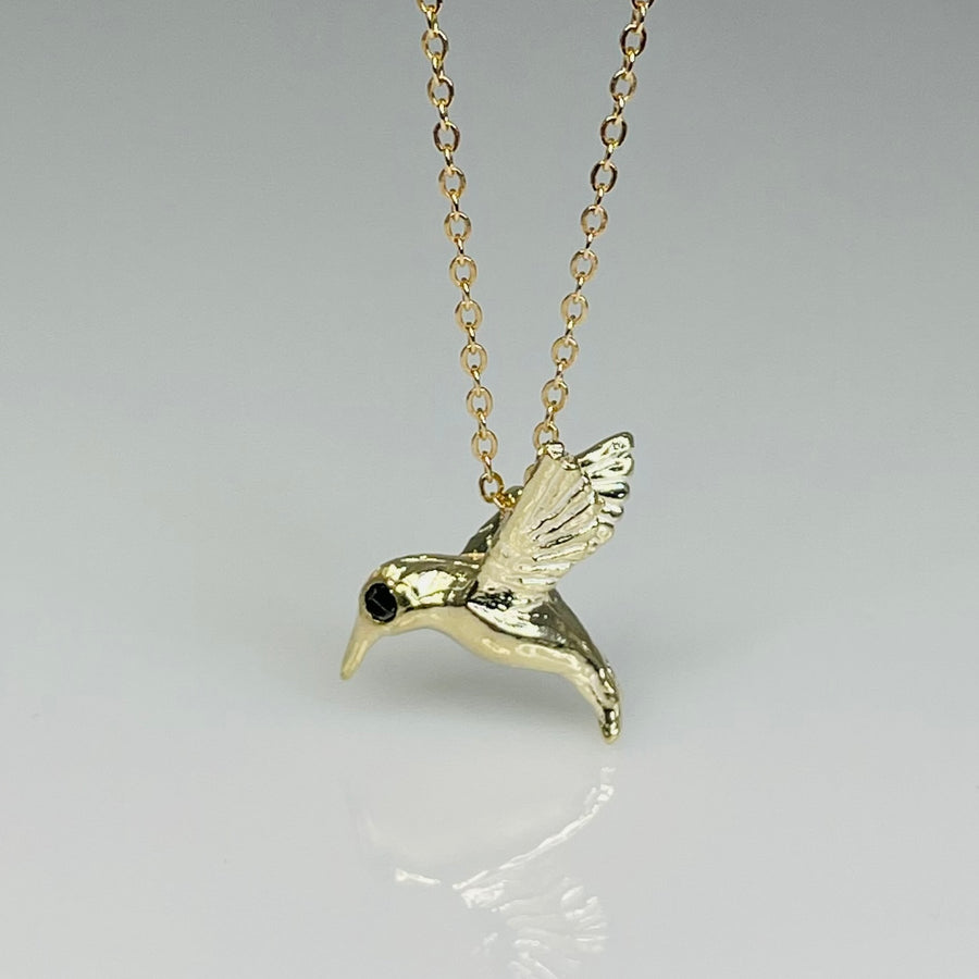 14K Yellow Gold Hummingbird Necklace