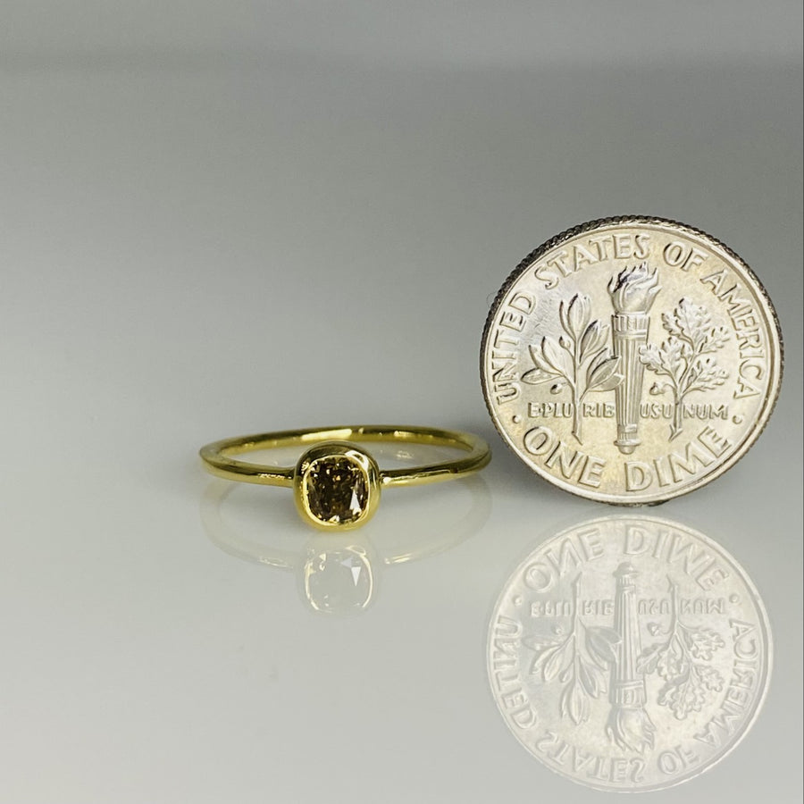 18K Yellow Gold Brown Diamond Ring 0.42ct