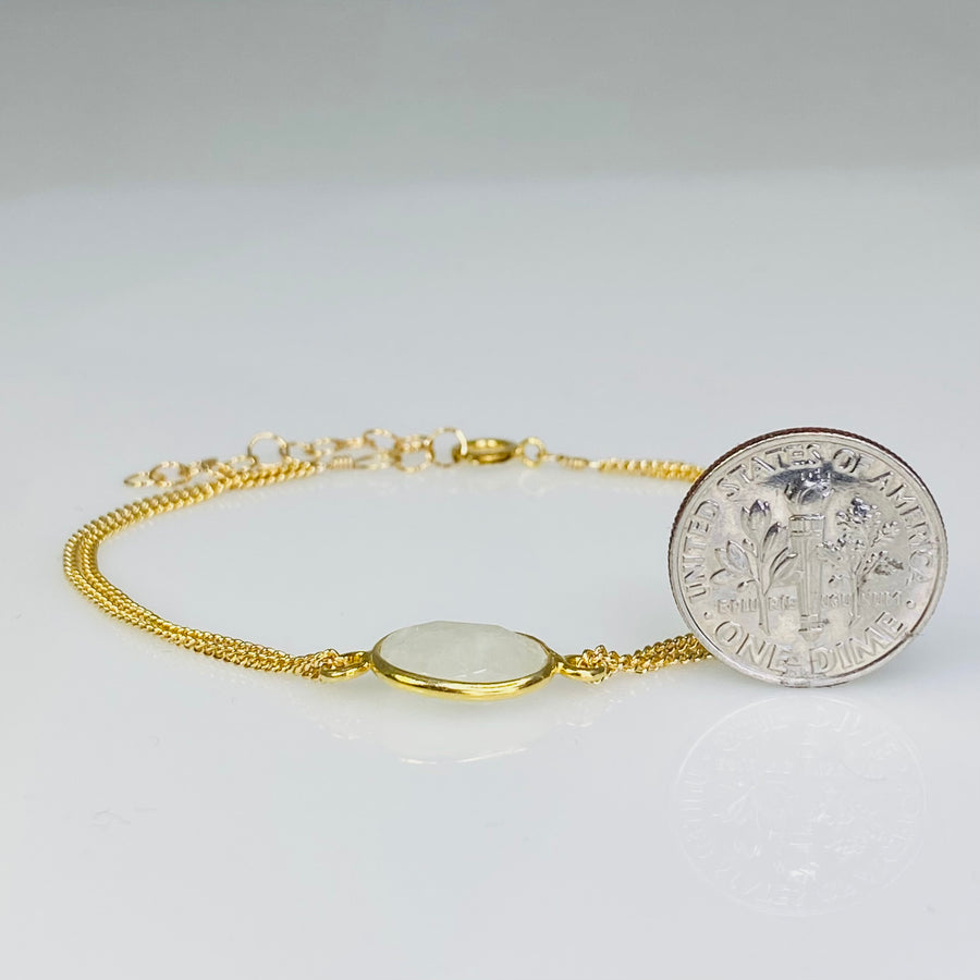 Rainbow Moonstone Bezel Bracelet