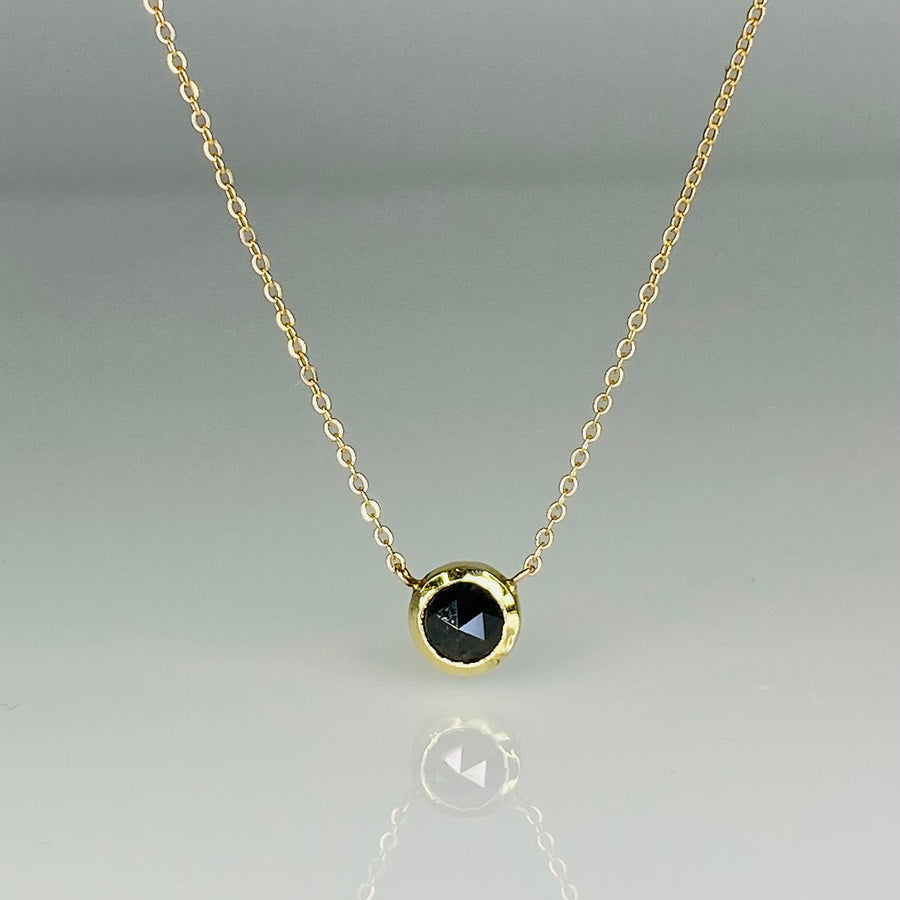 14K Yellow Gold Rose Cut Black Diamond Necklace 0.50ct