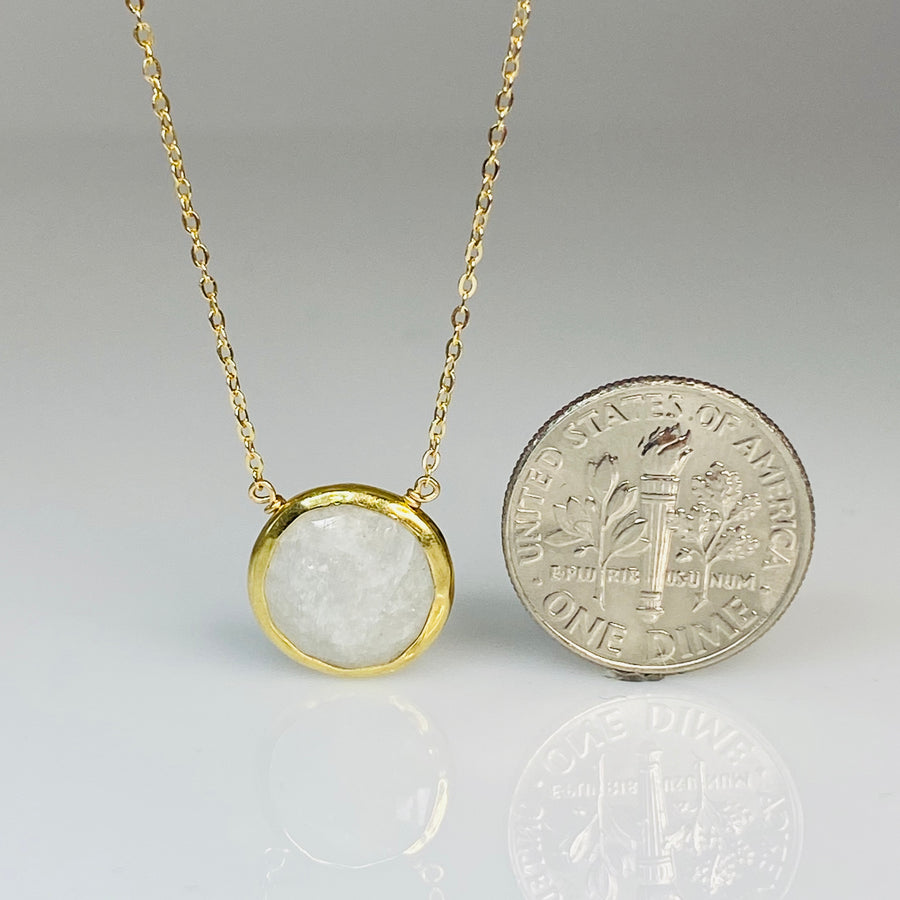 Rainbow Moonstone Bezel Necklace
