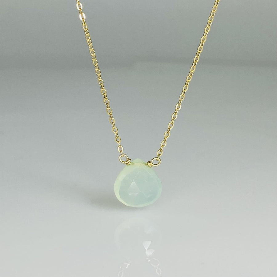 14K Yellow Gold Chalcedony Necklace 10mm