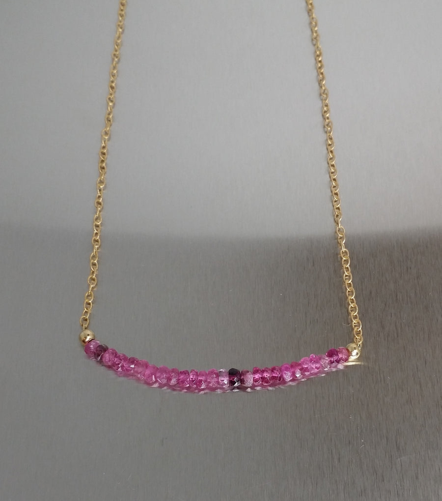 Pink Tourmaline Graduated 2 Inch Bar Necklace