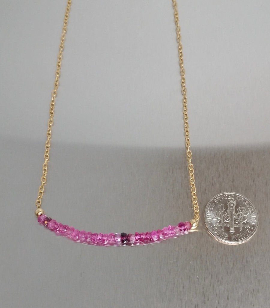 Pink Tourmaline Graduated 2 Inch Bar Necklace