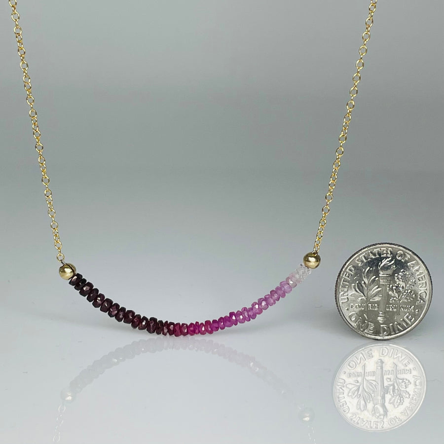 Ruby/Pink Sapphire Graduated 2" Bar Necklace