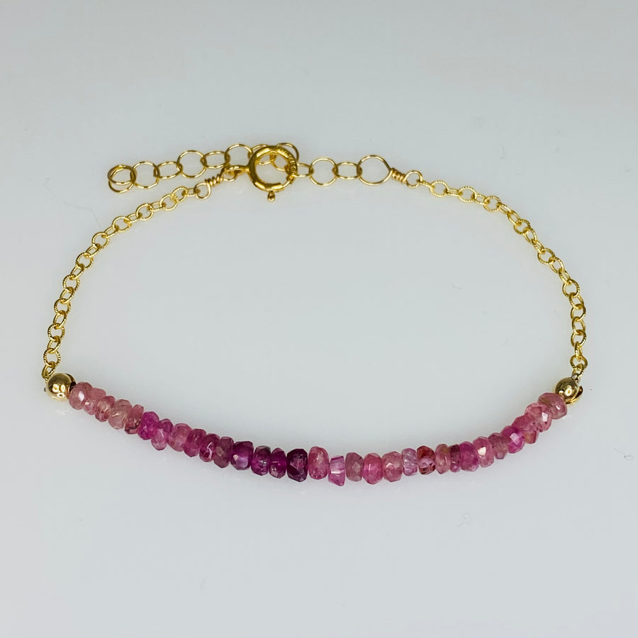 Pink Tourmaline Graduated 2 Inch Bar Bracelet