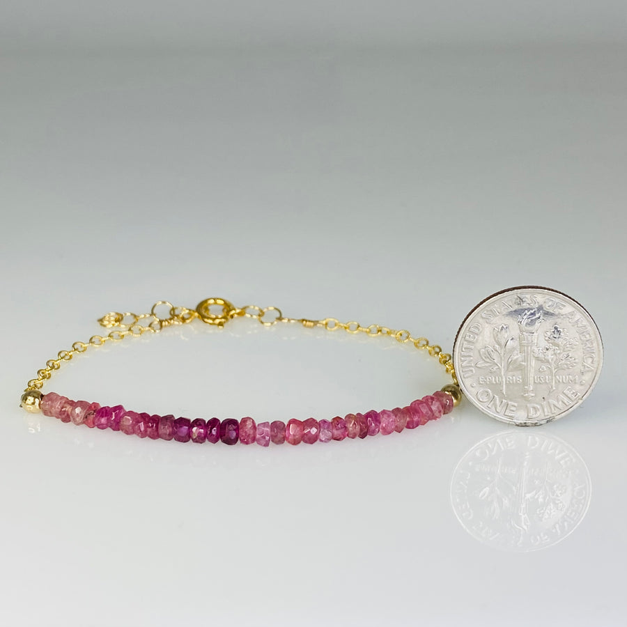 Pink Tourmaline Graduated 2 Inch Bar Bracelet