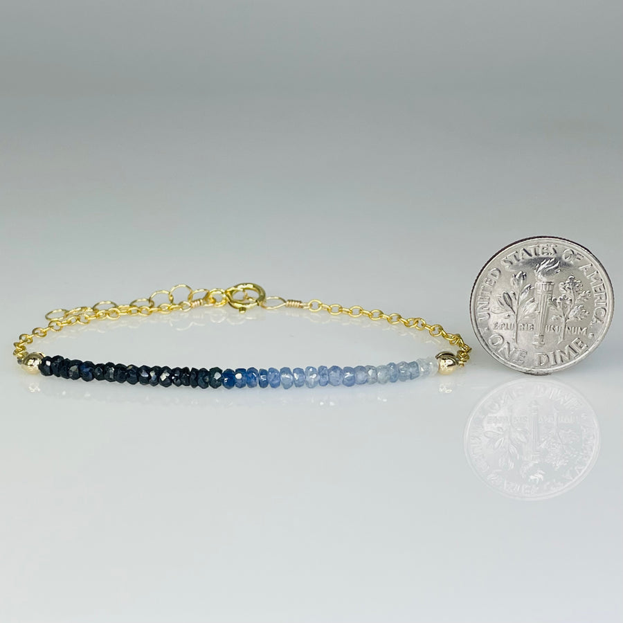 Blue and White Sapphire 2" Bar Bracelet