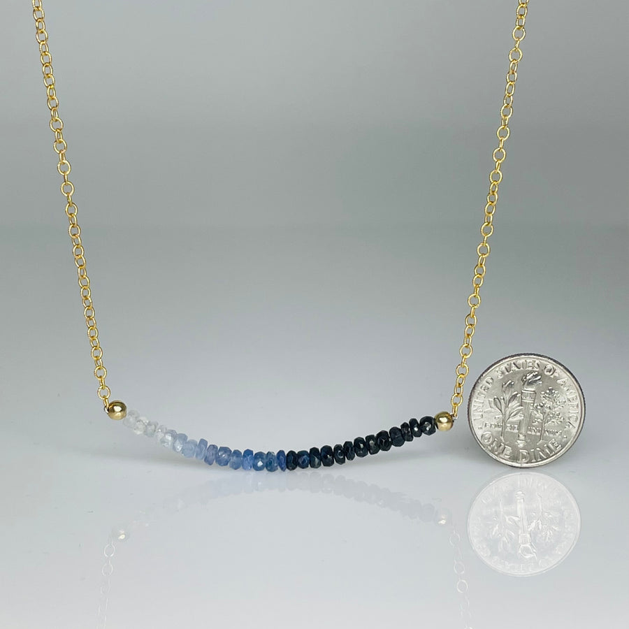 Blue and White Sapphire Bar Necklace