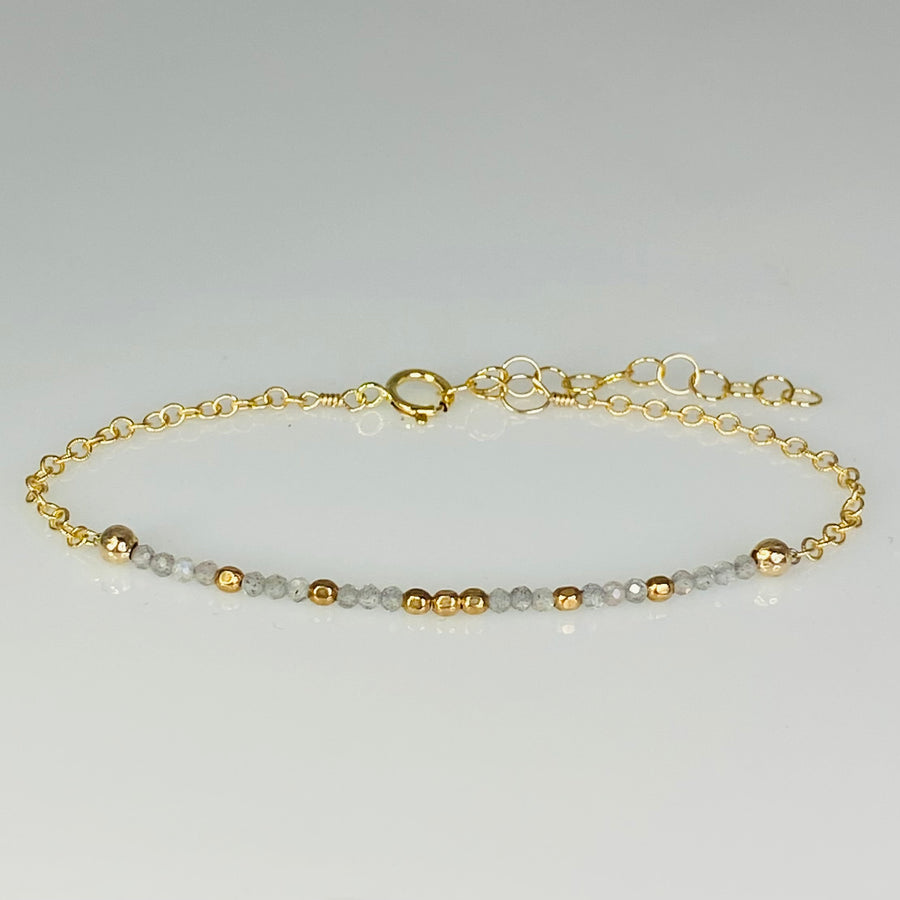 Labradorite/Gold Pyrite 2" Bar Bracelet