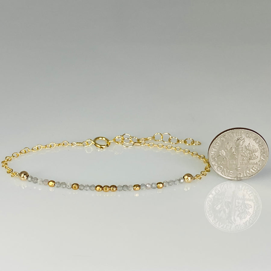 Labradorite/Gold Pyrite 2" Bar Bracelet