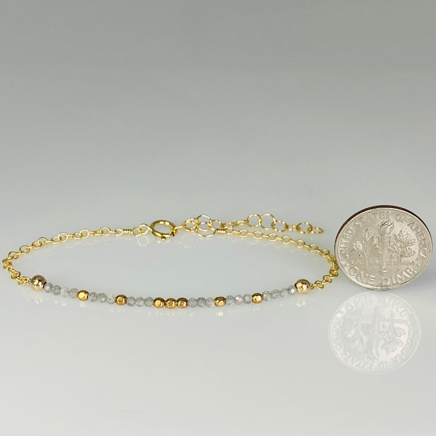Labradorite/Gold Pyrite 2" Bar Bracelet