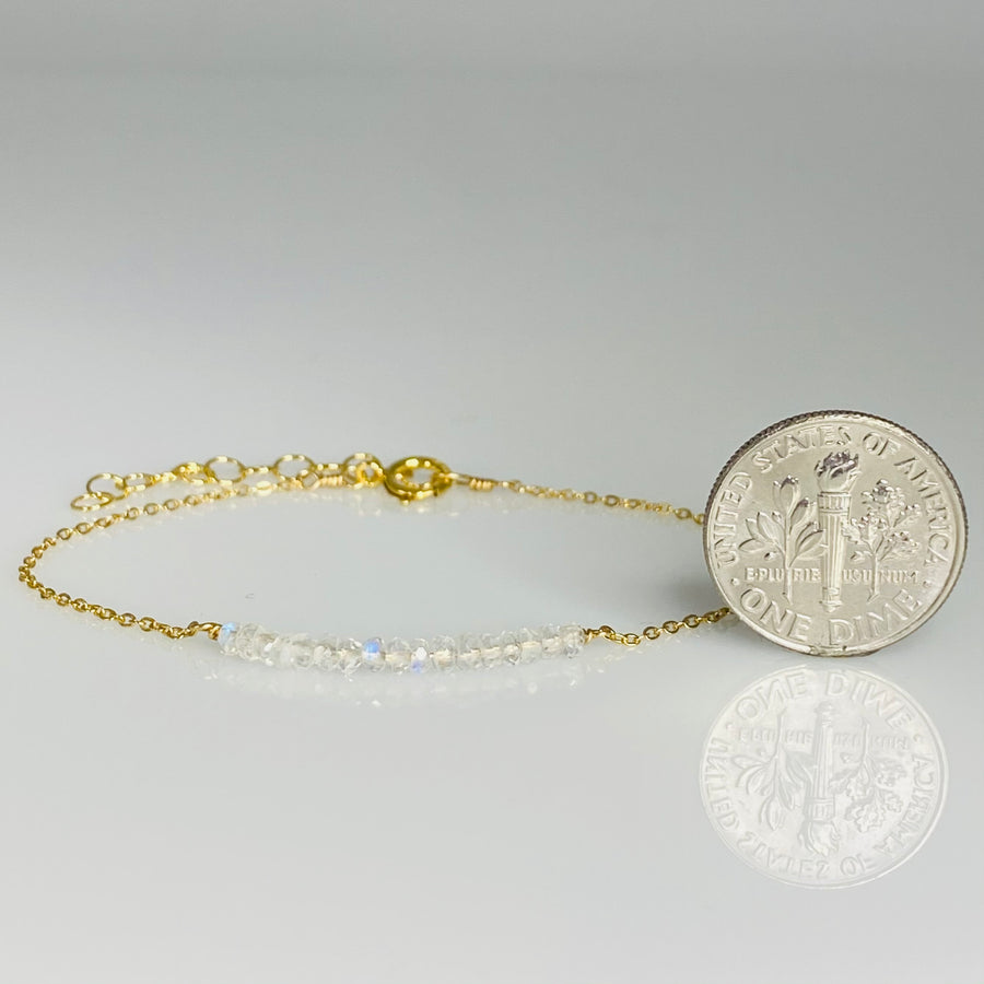 Rainbow Moonstone Bar Bracelet