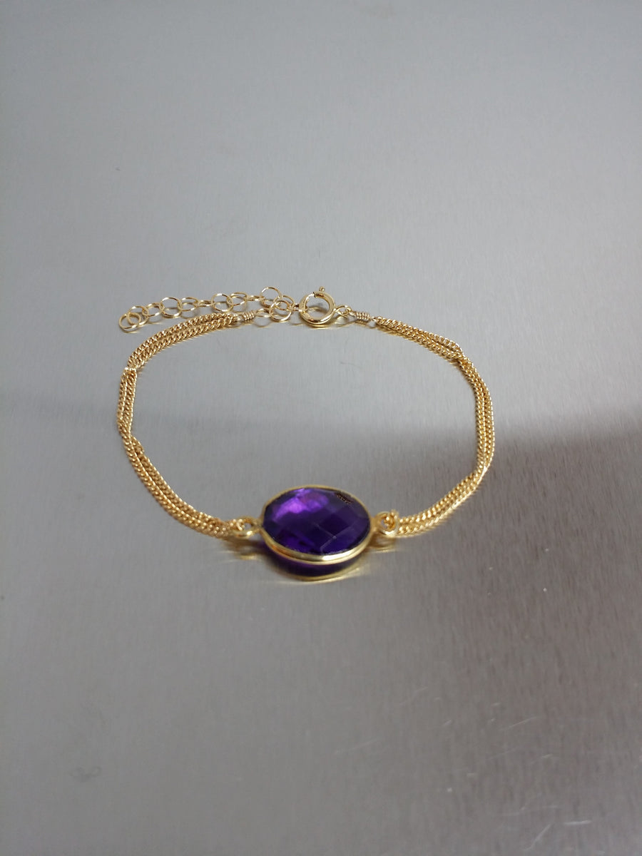 Purple Quartz Oval Bezel Bracelet