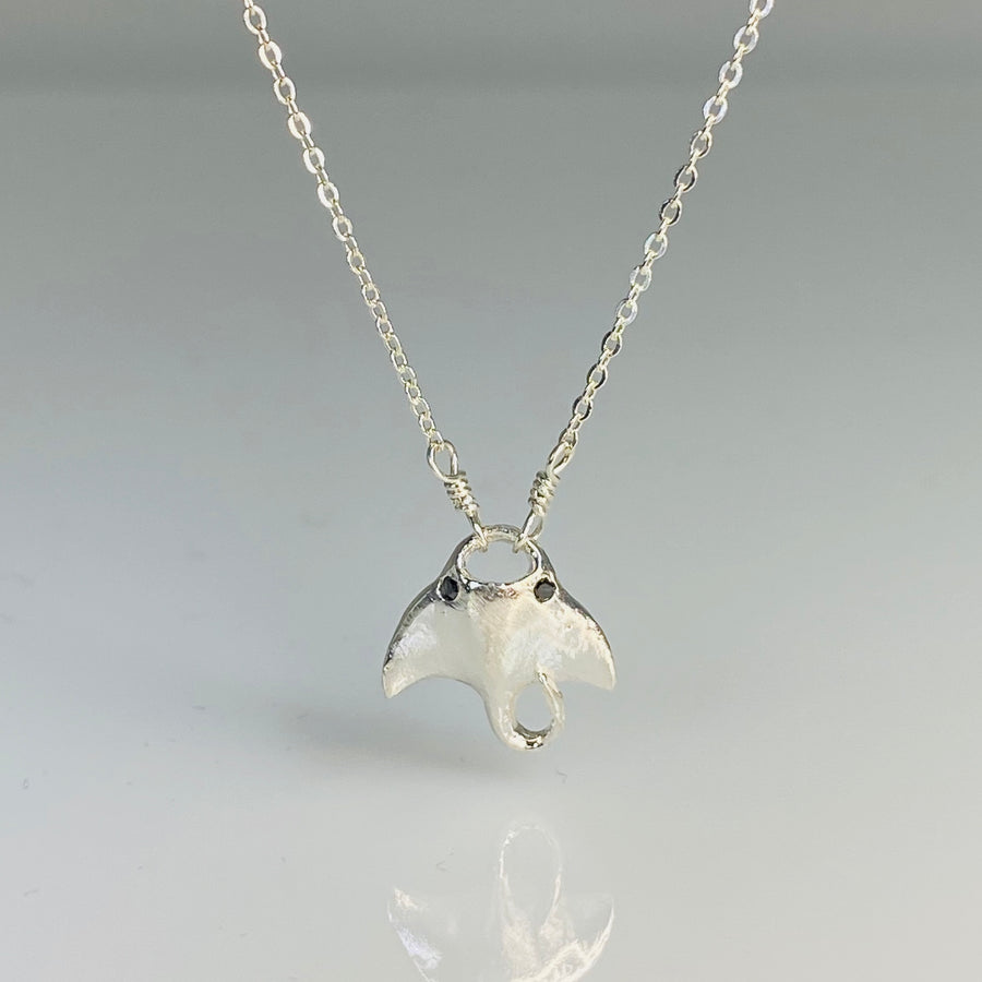 Black Diamond Manta Ray Necklace