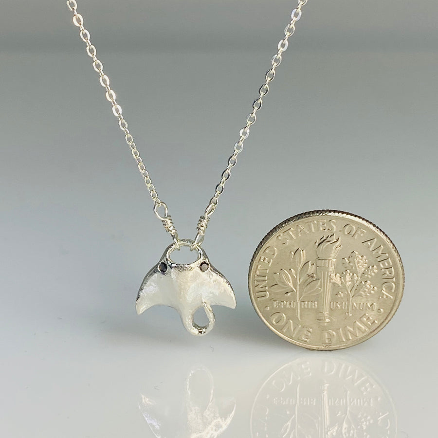 Black Diamond Manta Ray Necklace