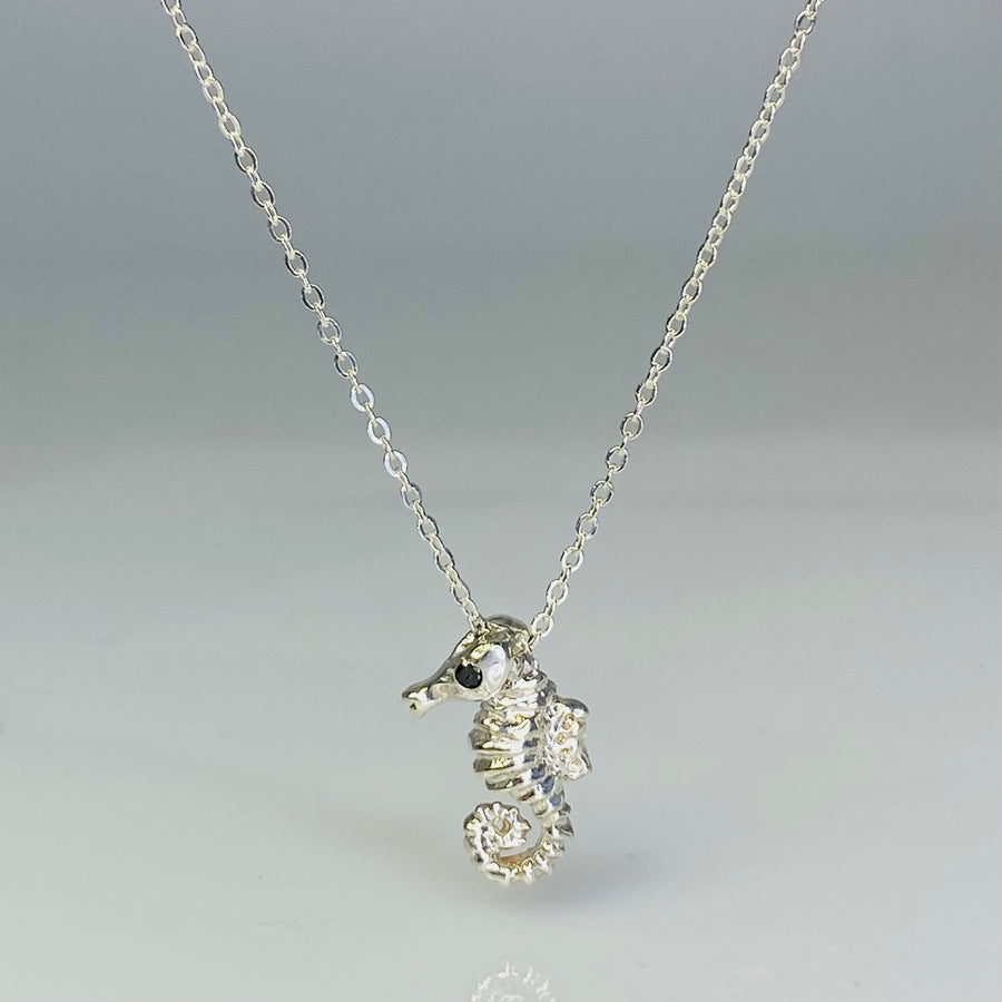 Black Diamond Seahorse Necklace