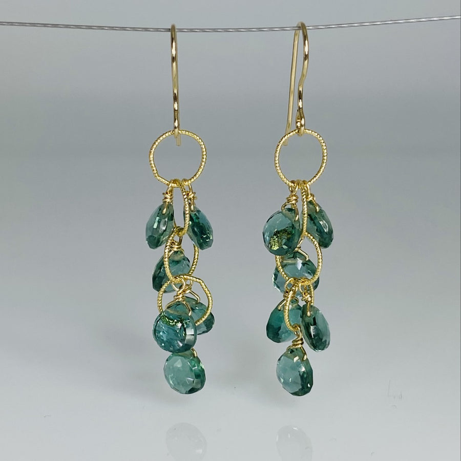 Green Hydro Quartz Multi-Drop Earrings 35mm