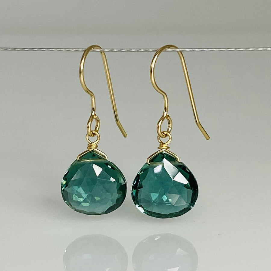 Emerald Hydro Quartz Drop Earrings 10mm