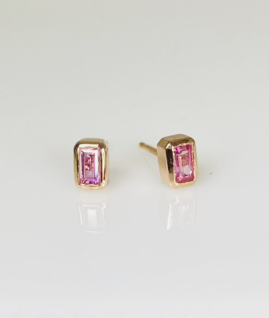 14K Rose Gold Pink Sapphire Stud Earrings 0.50ct