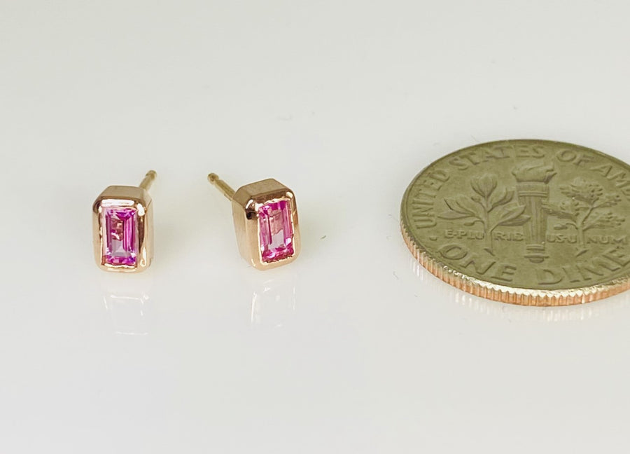 14K Rose Gold Pink Sapphire Stud Earrings 0.50ct