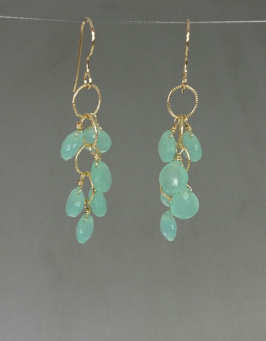 Chalcedony Multi-Drop Earrings 35mm
