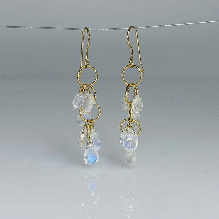 Rainbow Moonstone Multi Drop Earrings 35mm