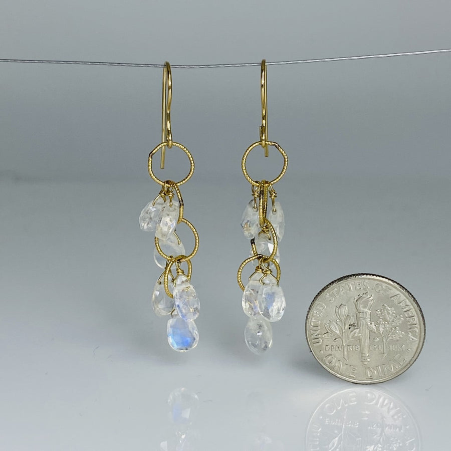 Rainbow Moonstone Multi Drop Earrings 35mm