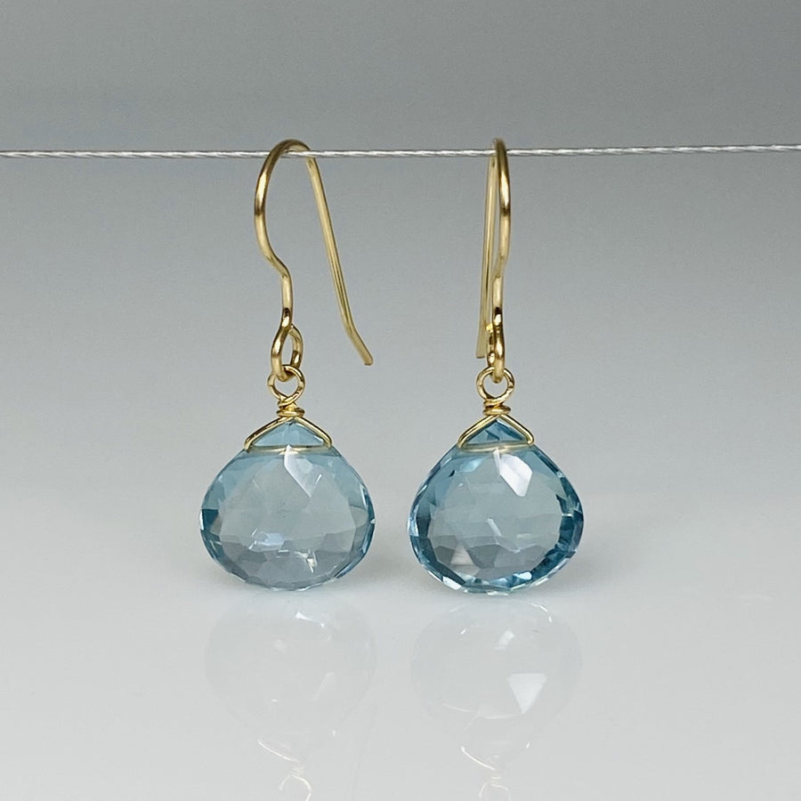Aqua Quartz Drop Earrings 10mm