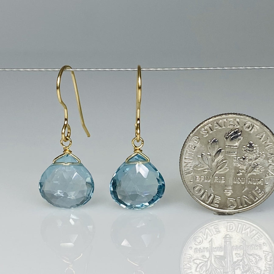Aqua Quartz Drop Earrings 10mm