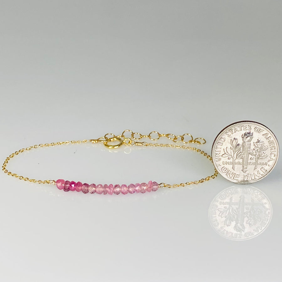 Pink Tourmaline Bar Bracelet