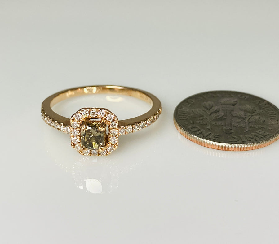 14K Rose Gold Brown Diamond and White Diamond Ring 0.41/0.21ct