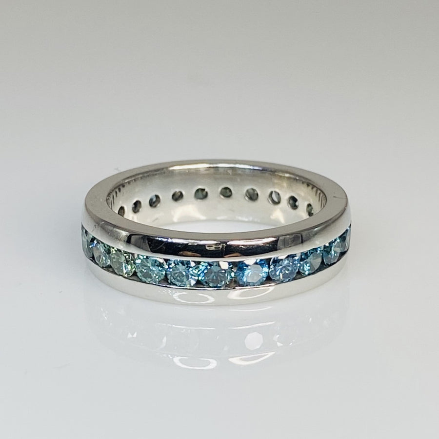 14K White Gold Blue Diamond Eternity Band 2.5ct