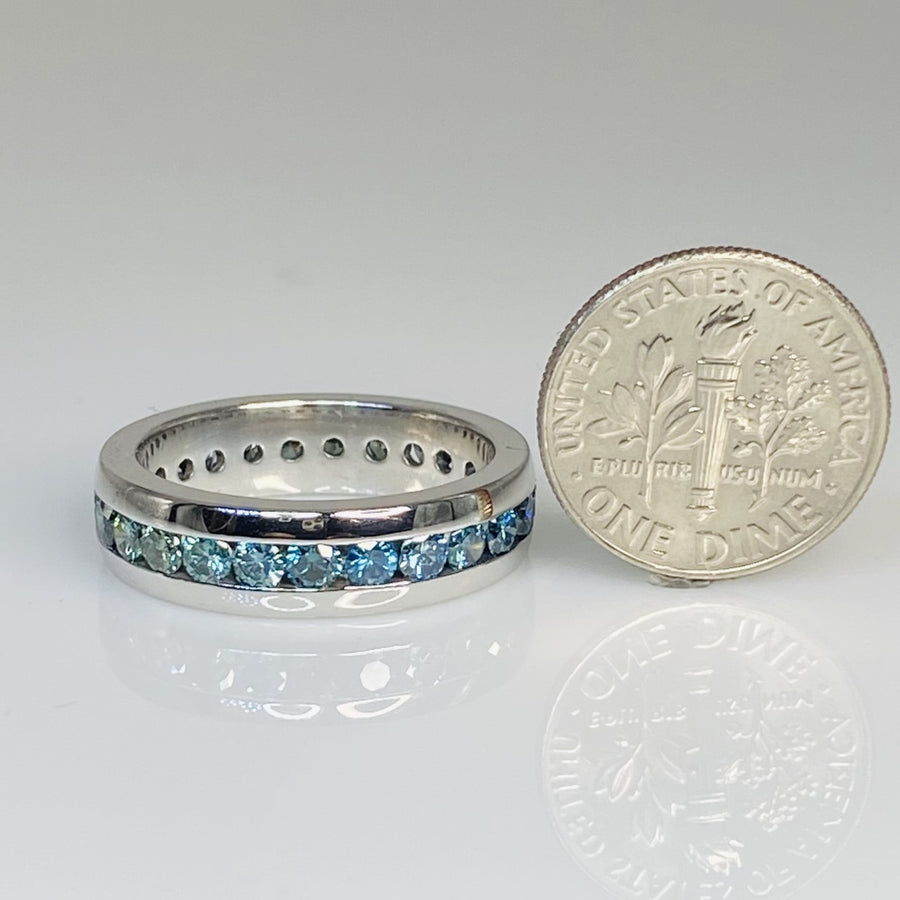 14K White Gold Blue Diamond Eternity Band 2.5ct