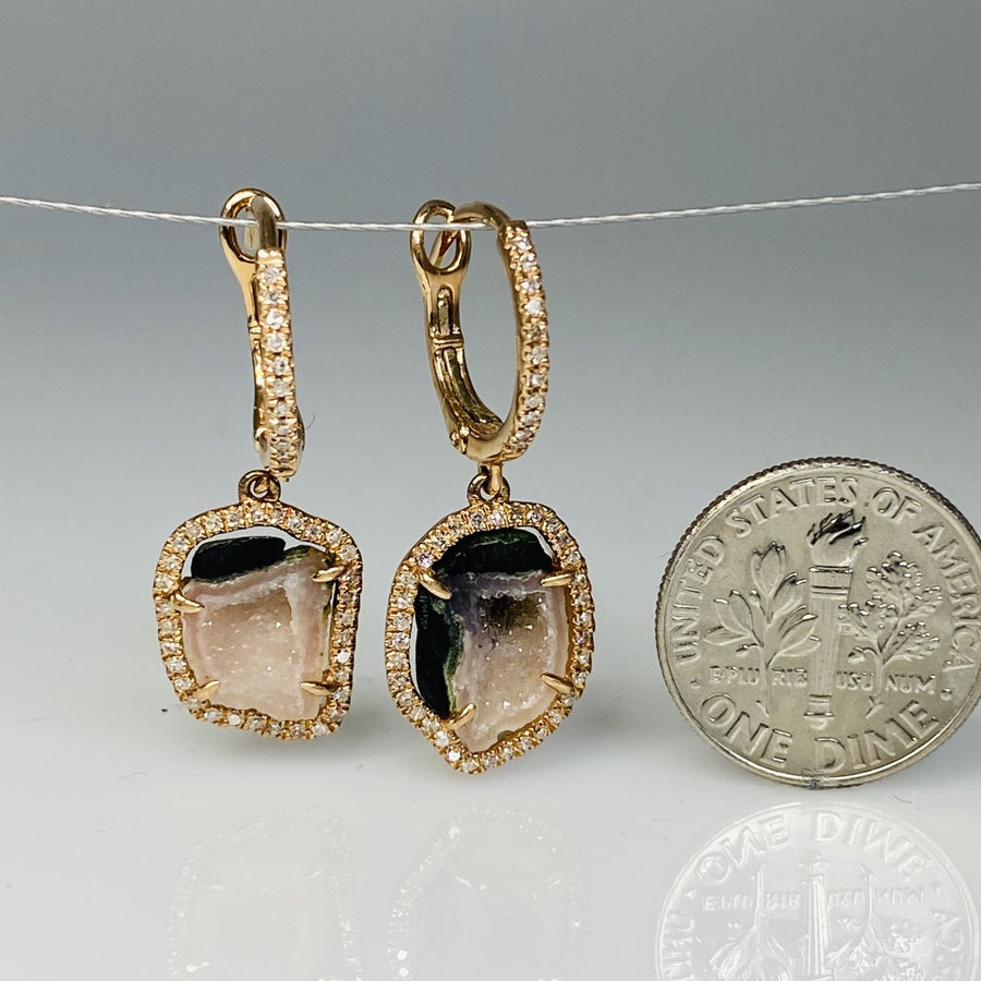 14K Rose Gold Geode Diamond Earrings 0.28ct