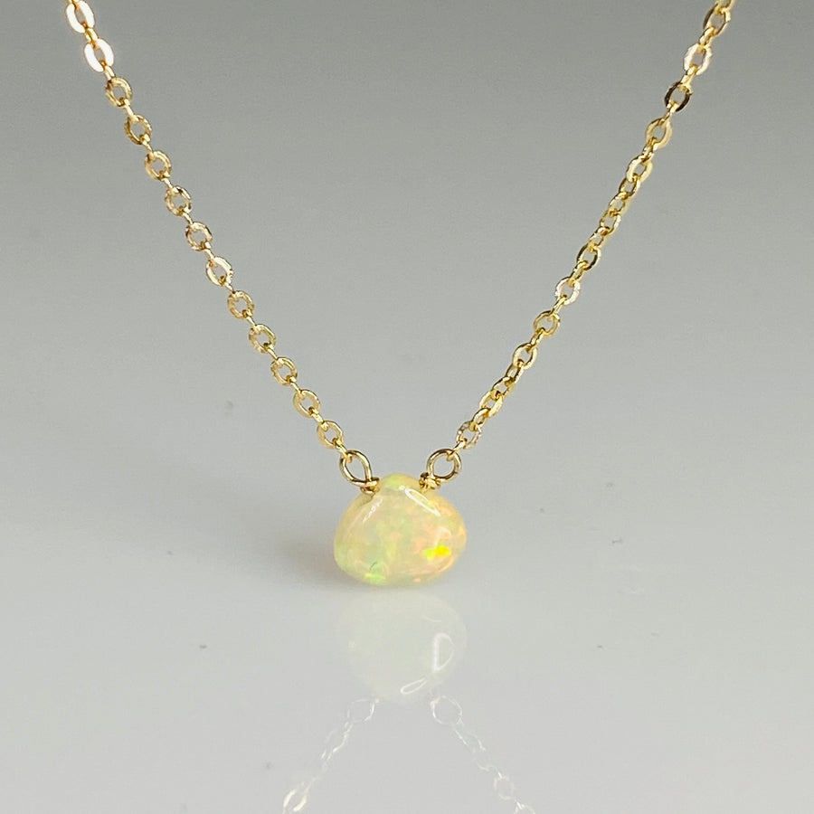 14K Yellow Gold Ethiopian Opal Necklace 7mm