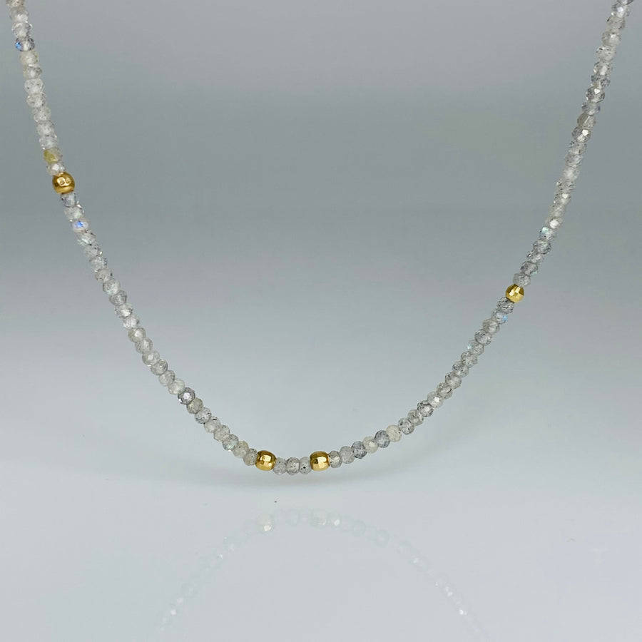 14K Yellow Gold Labradorite Bead Necklace
