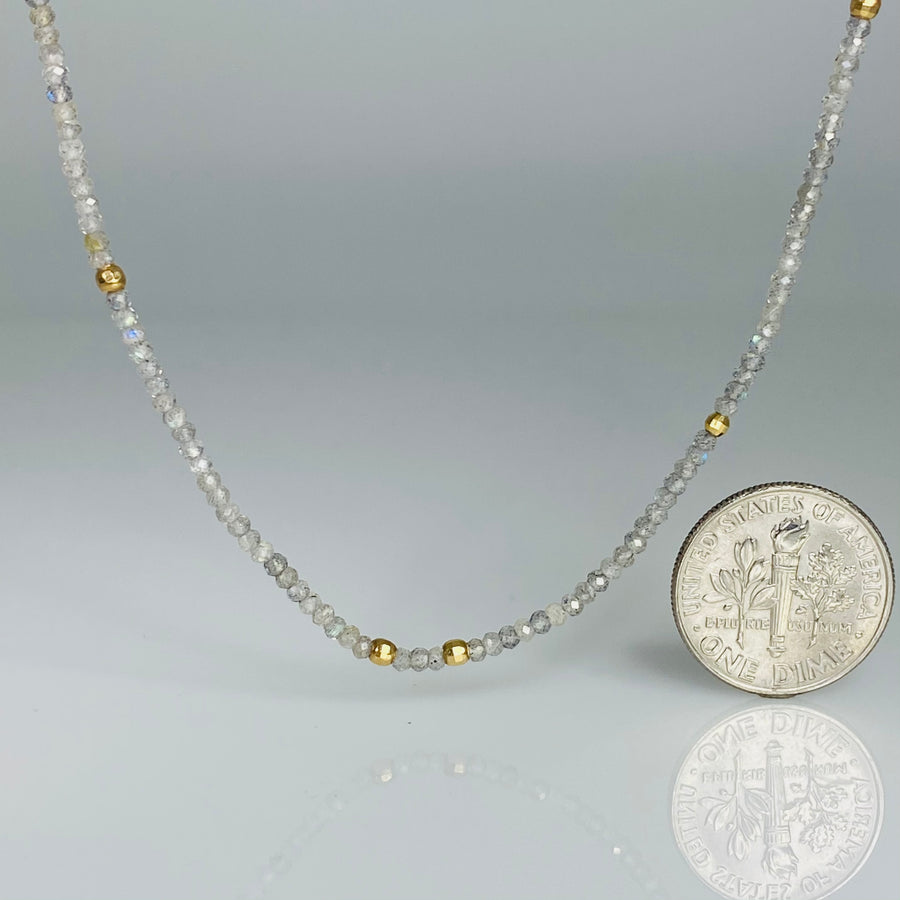 14K Yellow Gold Labradorite Bead Necklace