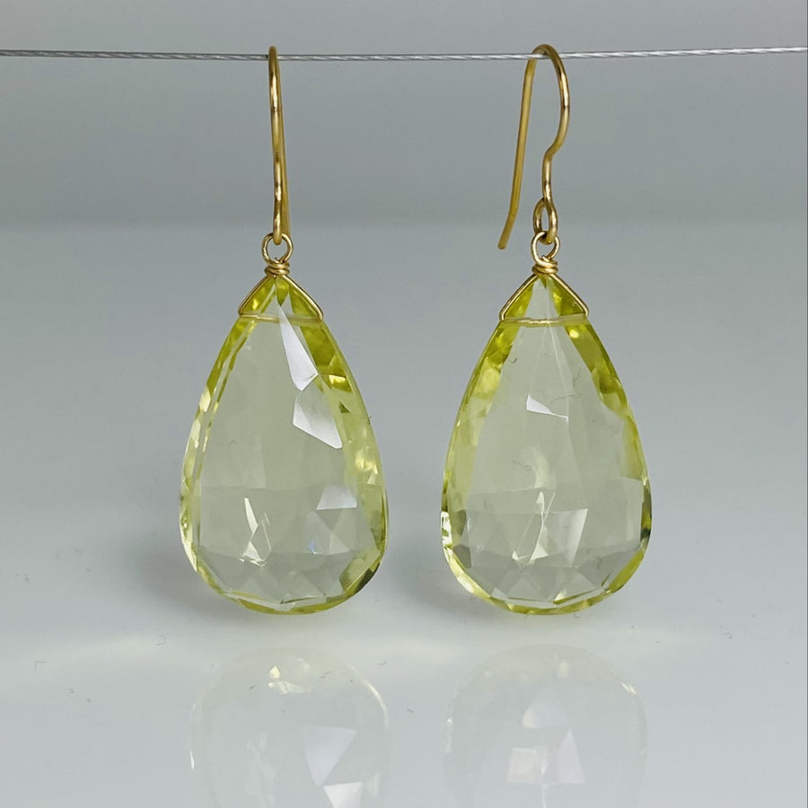 Lemon Quartz Drop Earrings 15x15mm
