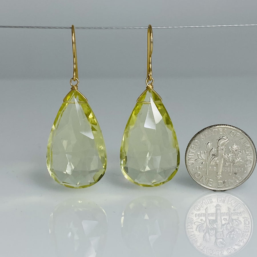 Lemon Quartz Drop Earrings 15x15mm