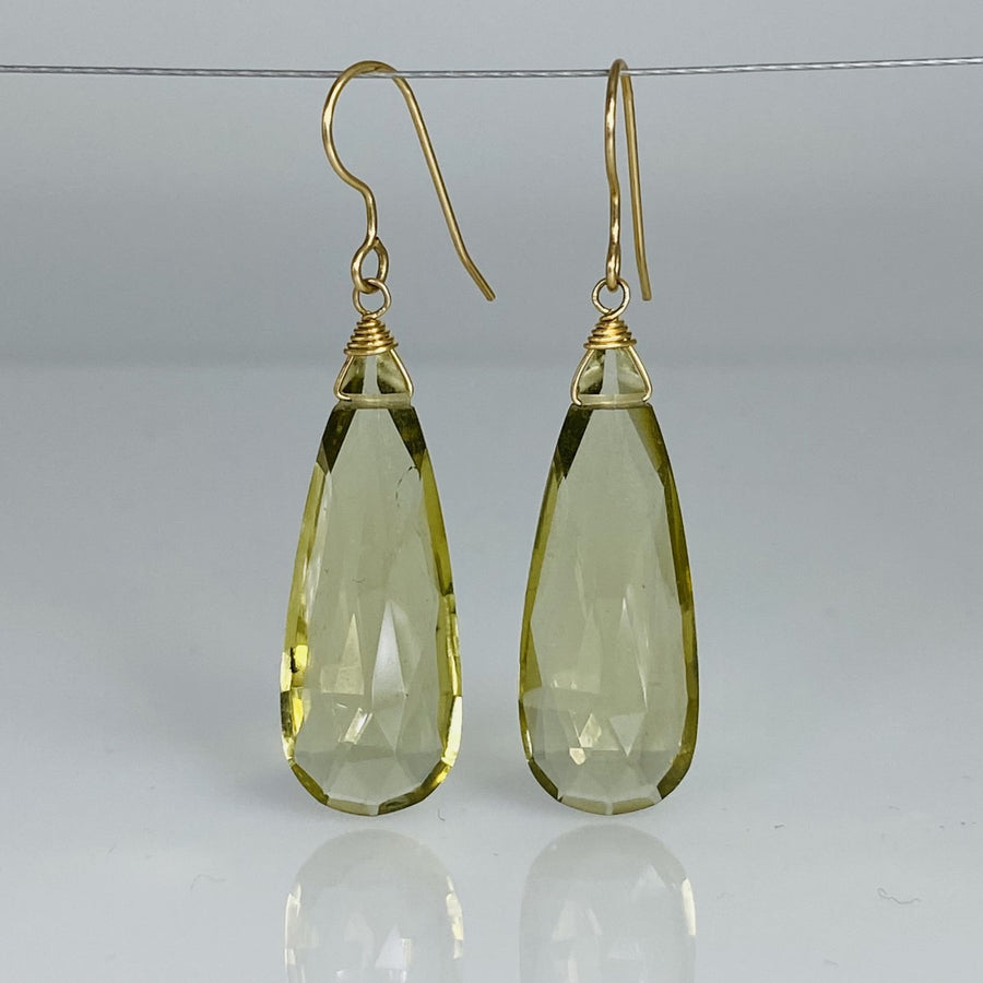 Elongated Lemon Quartz Earrings 11x30mm