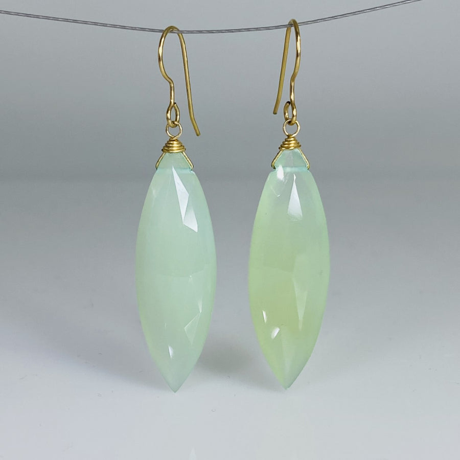 Marquise Chalcedony Drop Earrings 12x38mm