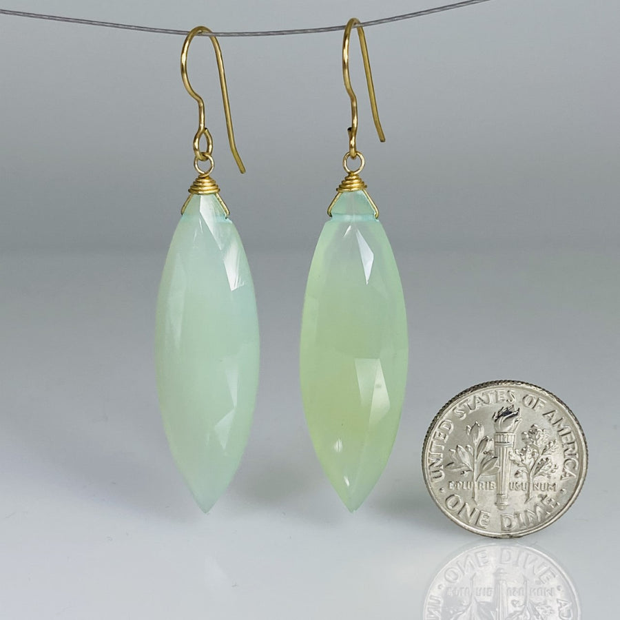 Marquise Chalcedony Drop Earrings 12x38mm