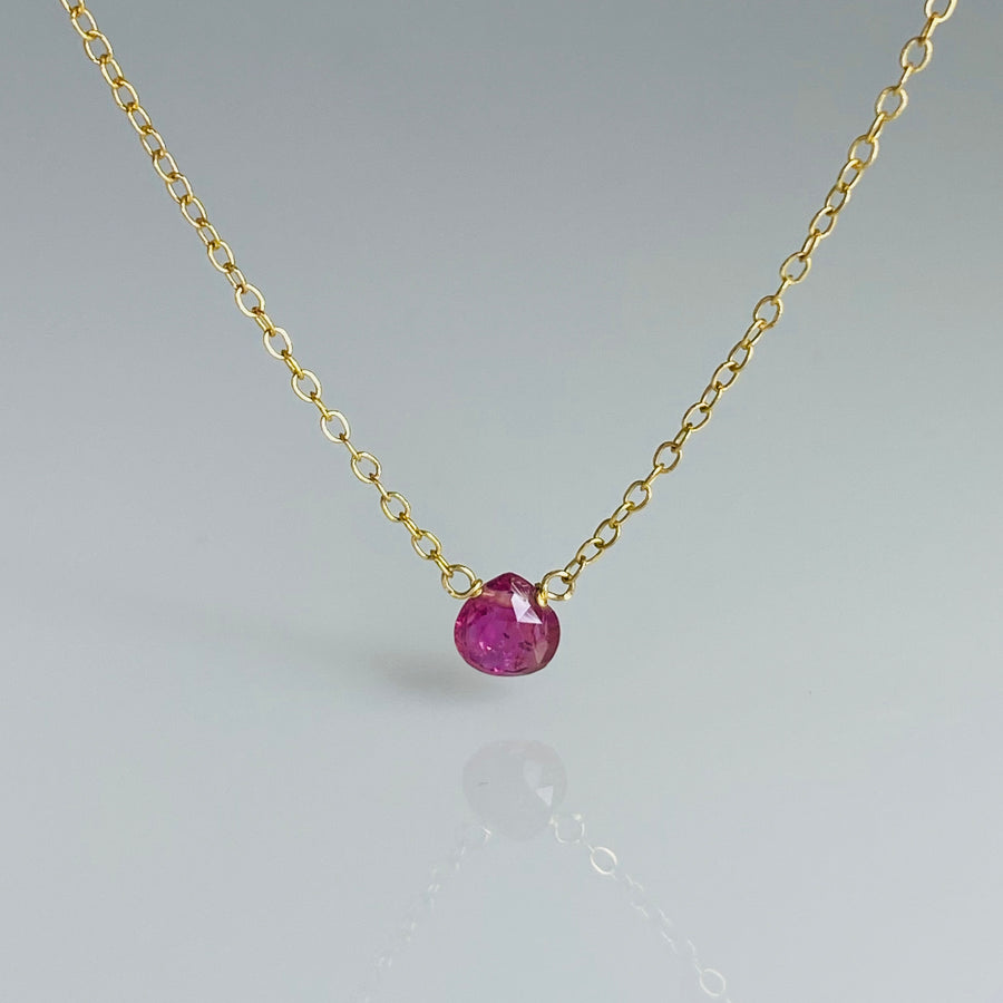 Pink Tourmaline Drop Necklace