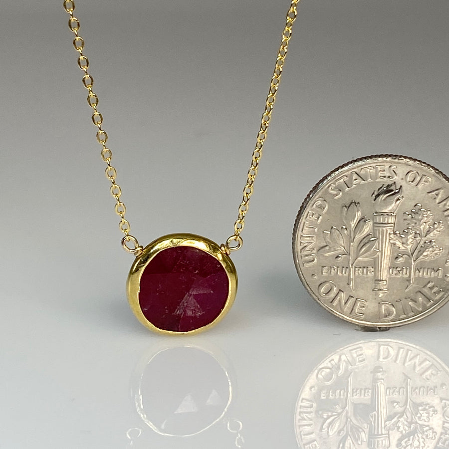 Ruby Bezel Necklace 11mm