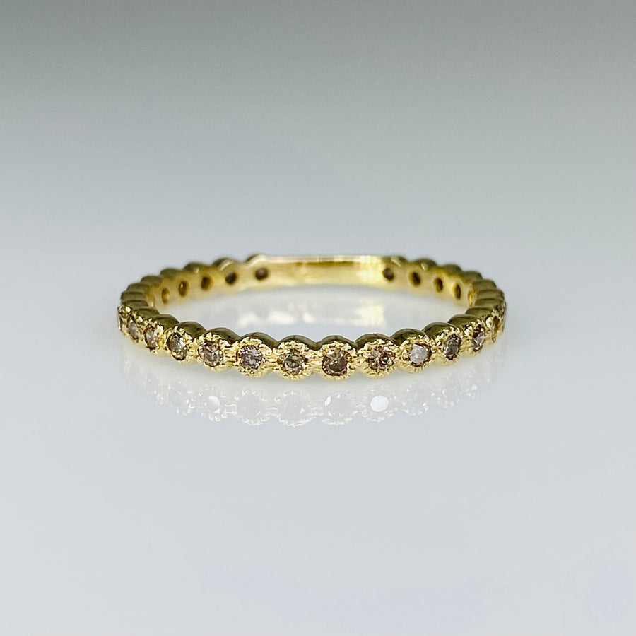14K Yellow Gold Champagne Diamond Stacking Ring 0.50ct