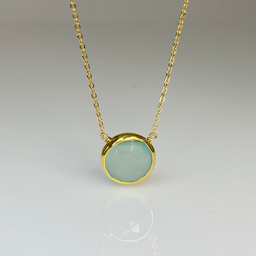 Chalcedony Bezel Necklace 11mm